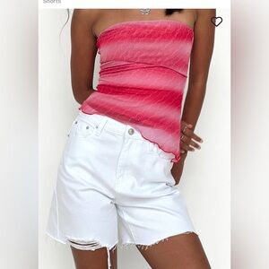 NWT Princess Polly Maggie Denim White High Rise Shorts Size 8.